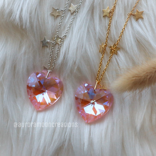 Pink Swarovski Heart Necklaces | RARE | VINTAGE