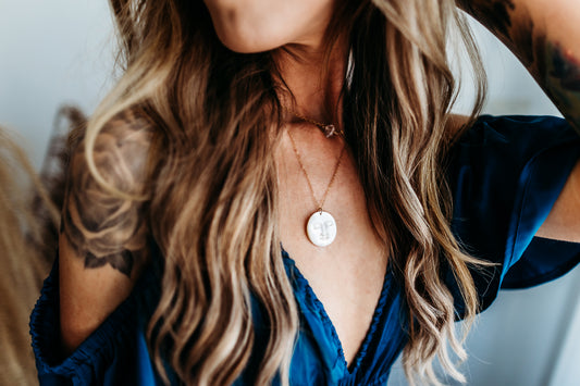 Mother-of-Pearl, Large Full Moon Necklace | Choose Your Metal