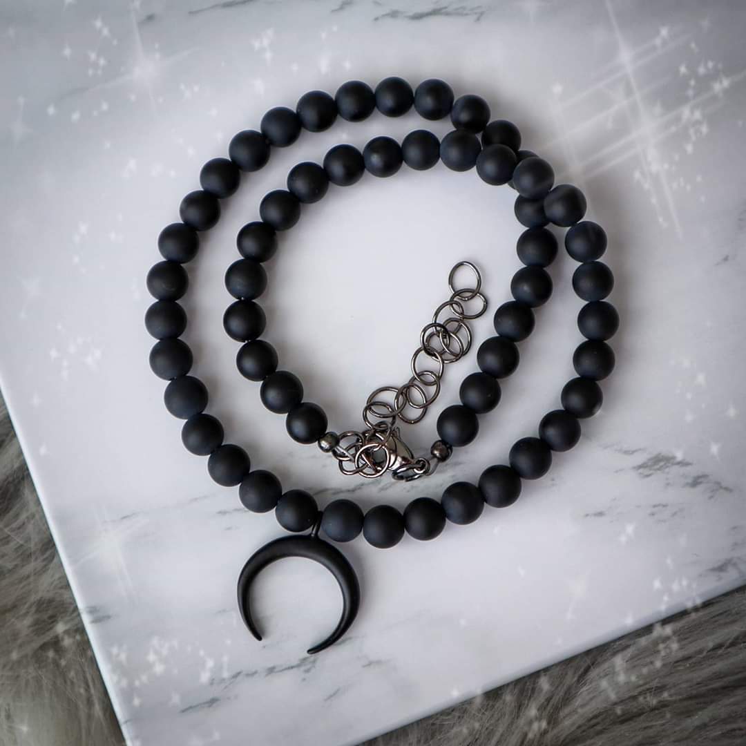 Onyx Moon Goddess Choker ~ YOU CHOOSE moon color