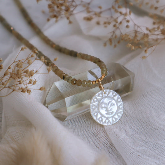 Mother-of-Pearl Sun | Beaded Necklace