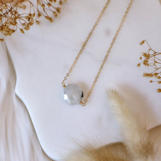 Rainbow Moonstone | Full Moon Necklace | Choose your length and metal