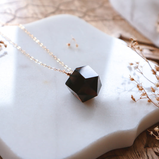 Smoky Quartz Prism Necklace | Choose your length and metal