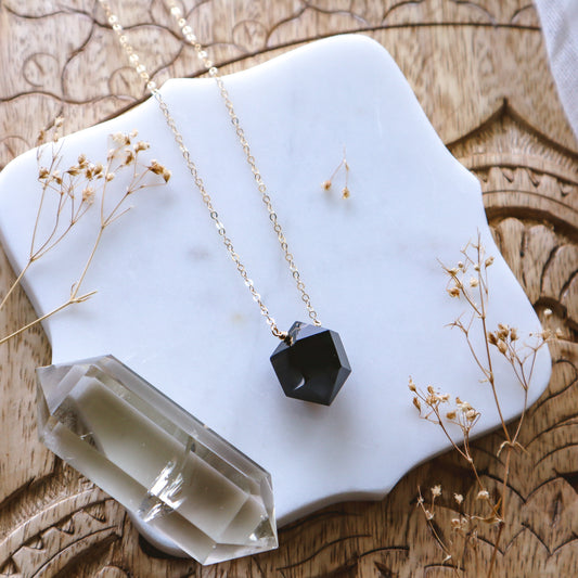 Smoky Quartz Prism Necklace | Choose your length and metal