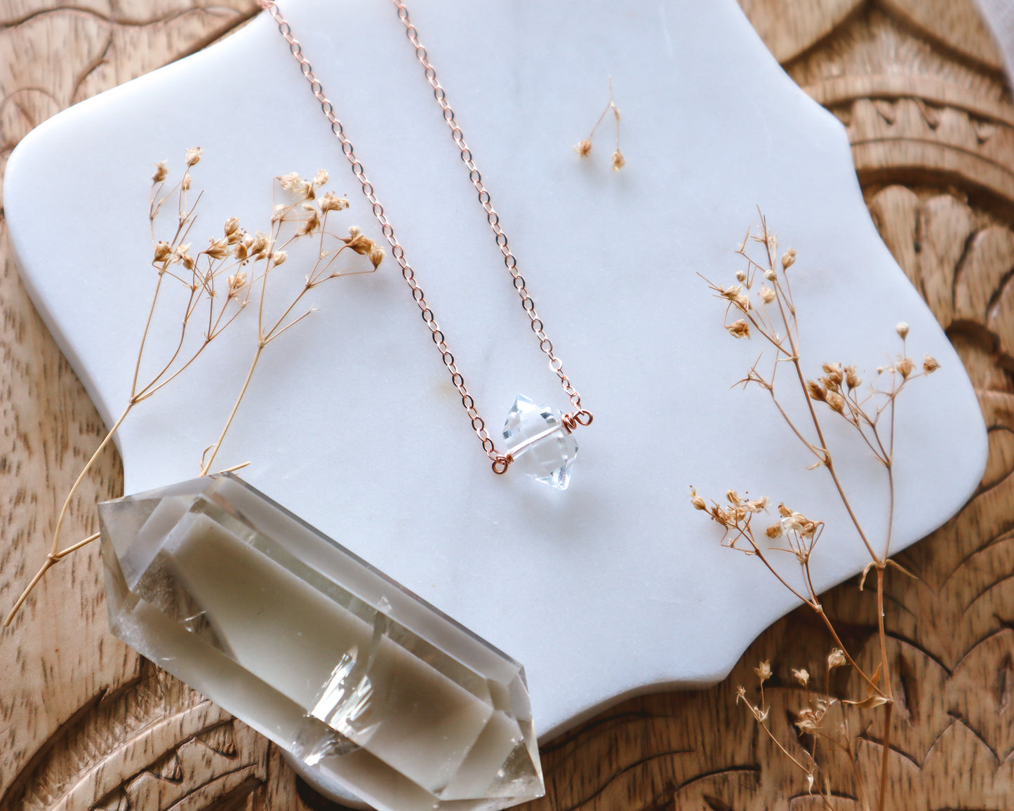 Clarity Necklace | Dainty quartz | Choose your length and metal