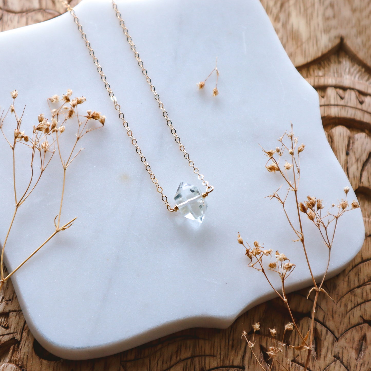 Clarity Necklace | Dainty quartz | Choose your length and metal