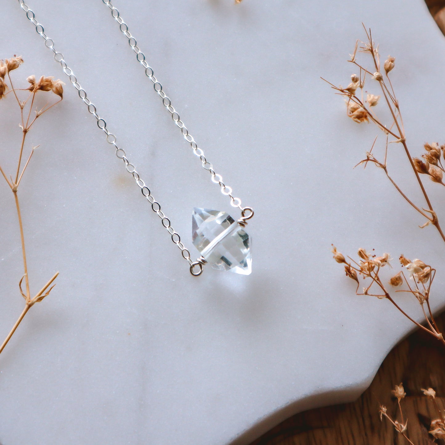 Clarity Necklace | Dainty quartz | Choose your length and metal