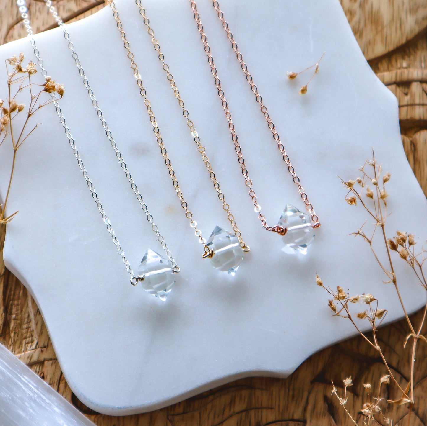 Clarity Necklace | Dainty quartz | Choose your length and metal