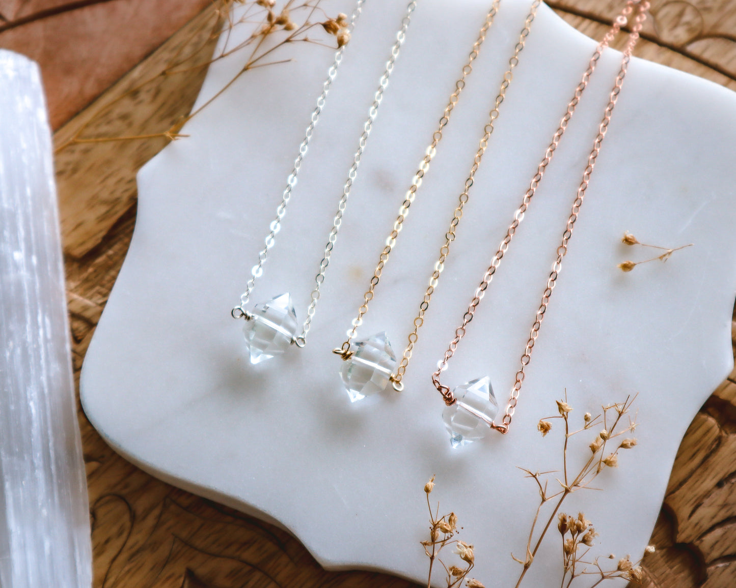 Clarity Necklace | Dainty quartz | Choose your length and metal