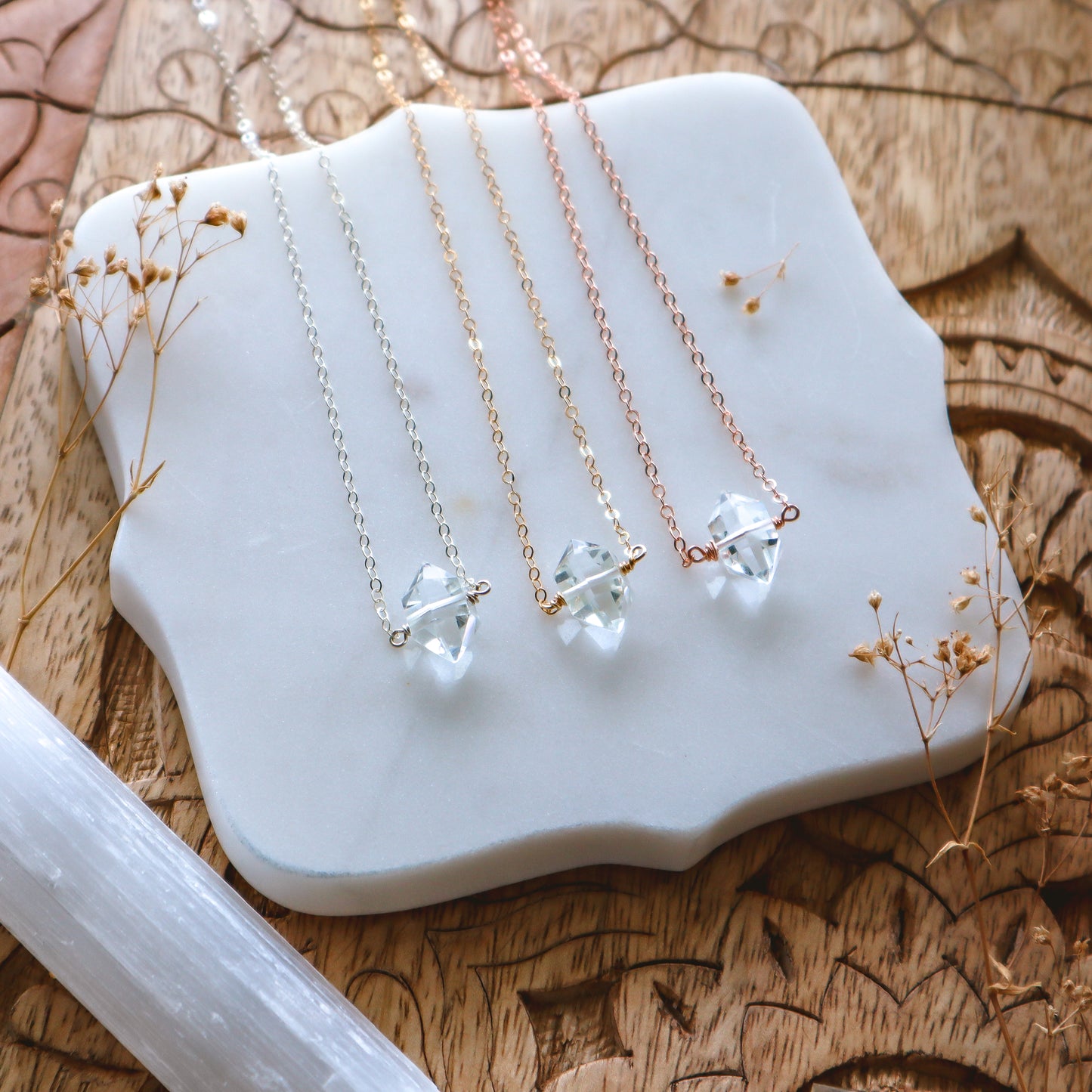 Clarity Necklace | Dainty quartz | Choose your length and metal