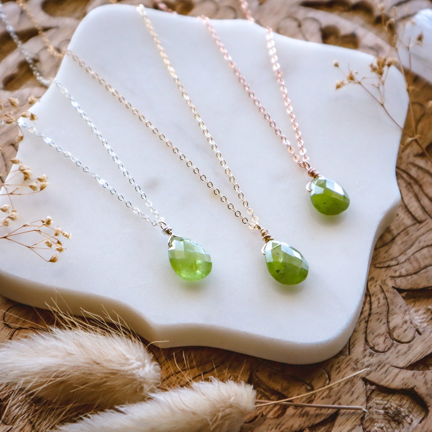 Peridot Drop Necklace | Choose your length and metal