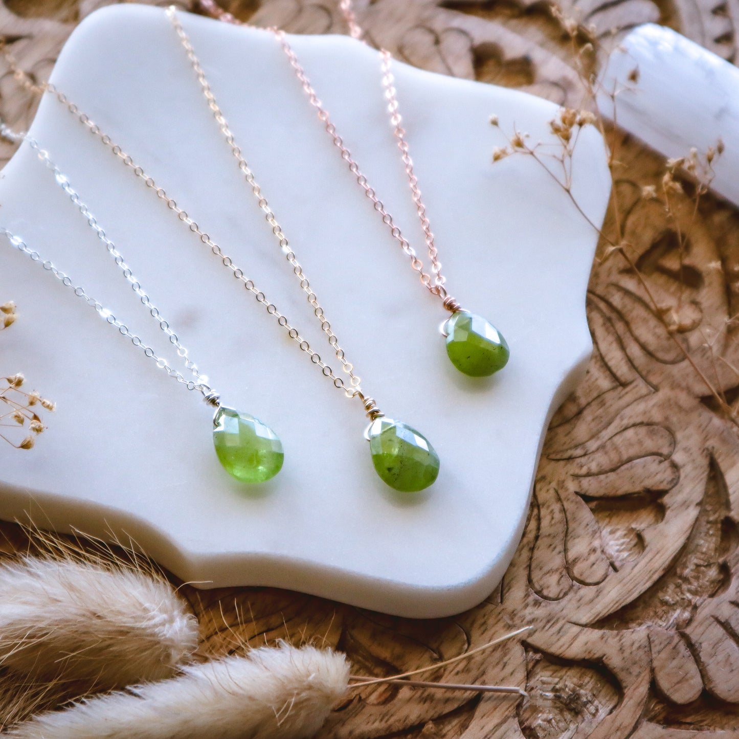 Peridot Drop Necklace | Choose your length and metal