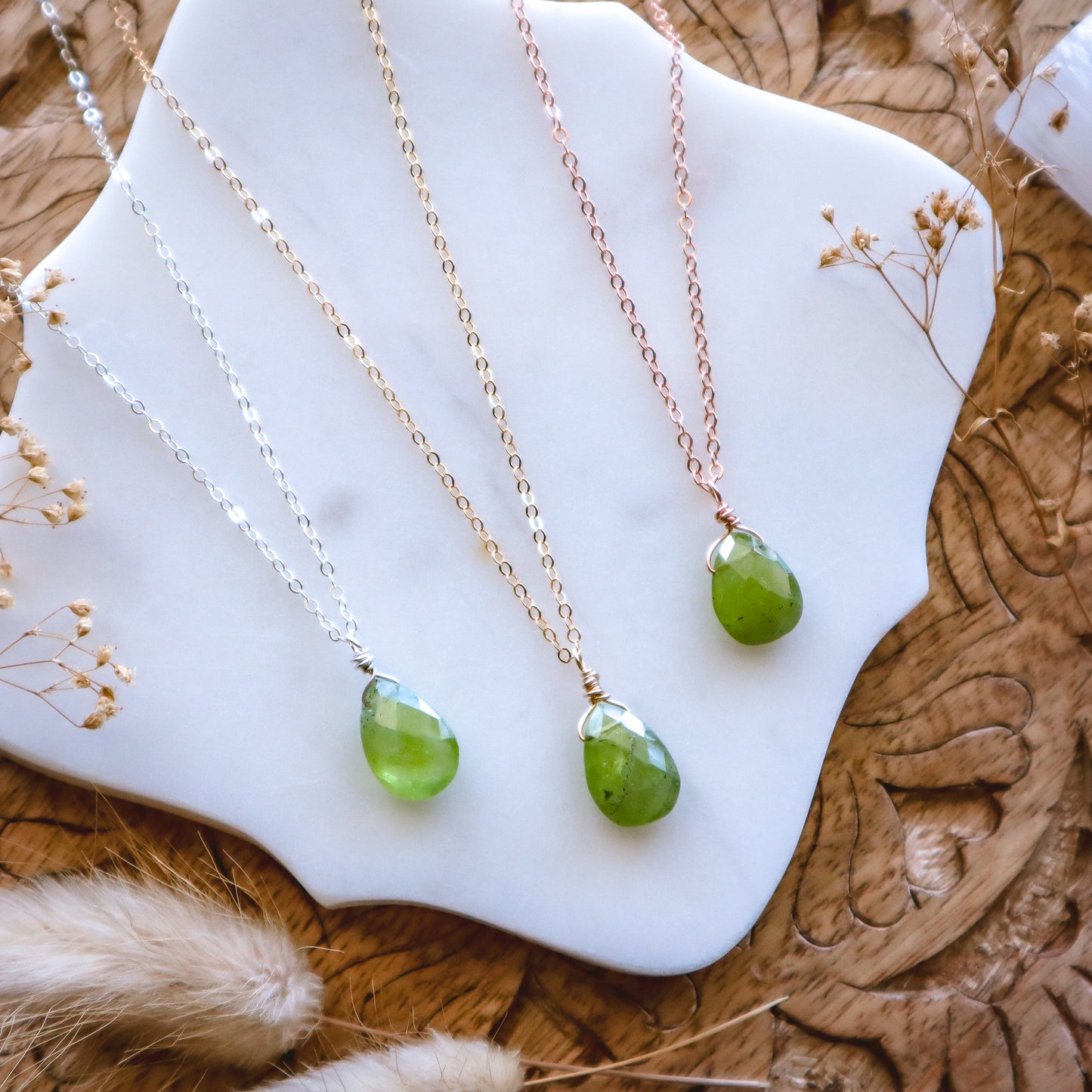 Peridot Drop Necklace | Choose your length and metal