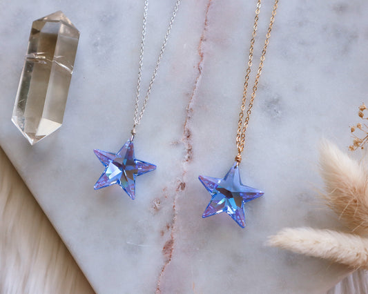 Blue Swarovski Star | Choose your metal
