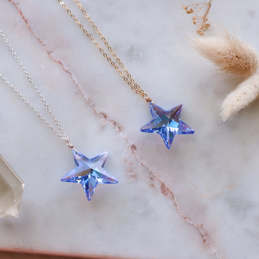 Blue Swarovski Star | Choose your metal