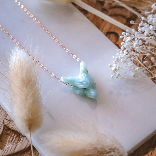Dainty green onyx wolf | 14k rose gold filled | 16"