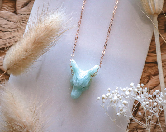 Dainty green onyx wolf | 14k rose gold filled | 16"