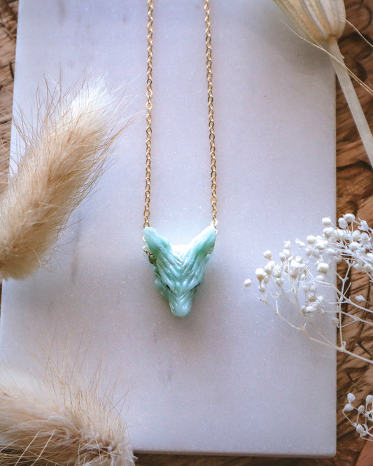 Dainty chrysocolla wolf | 14k gold filled | 15"