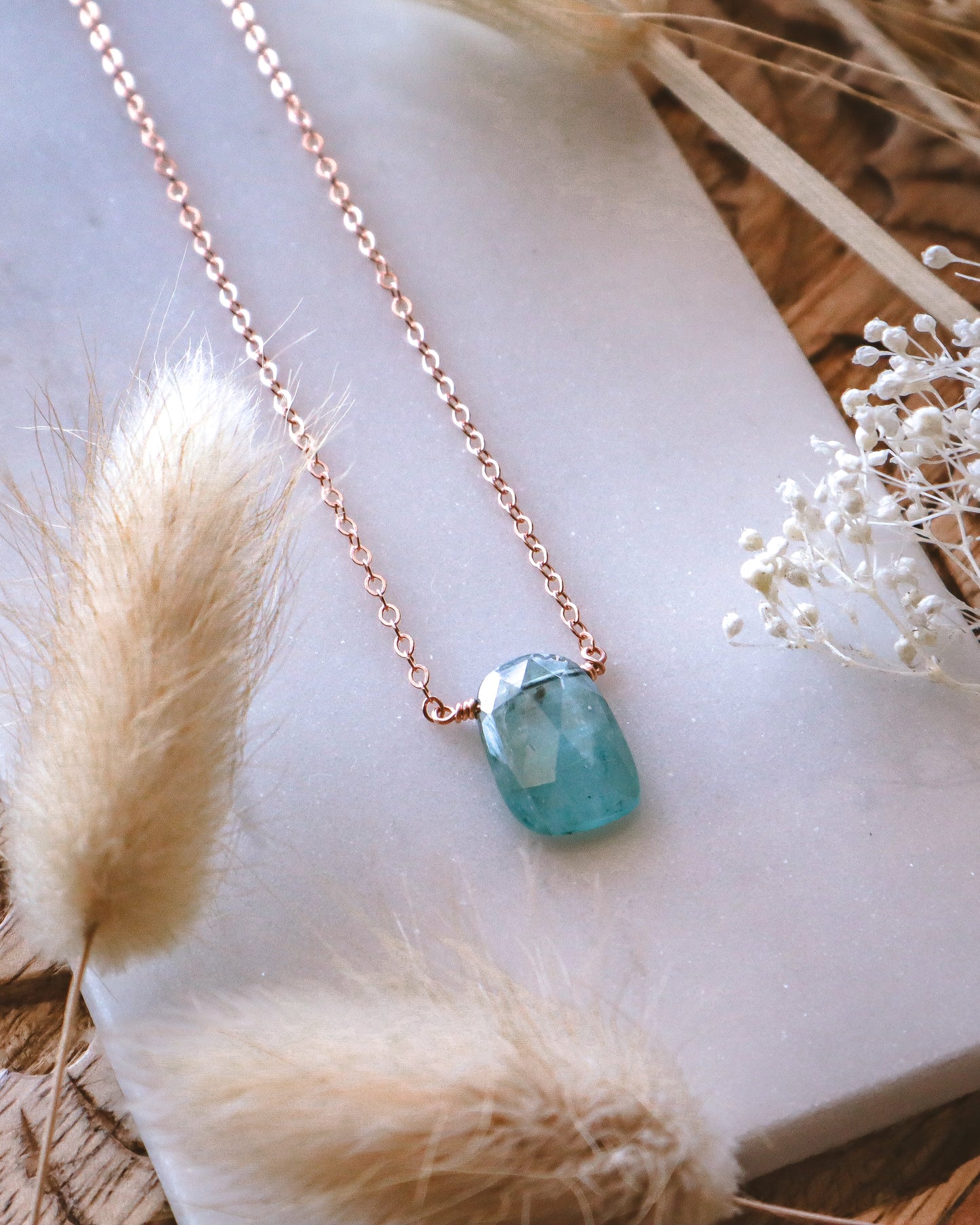 Aqua Kyanite Necklace, Medium | Choose Your Chain