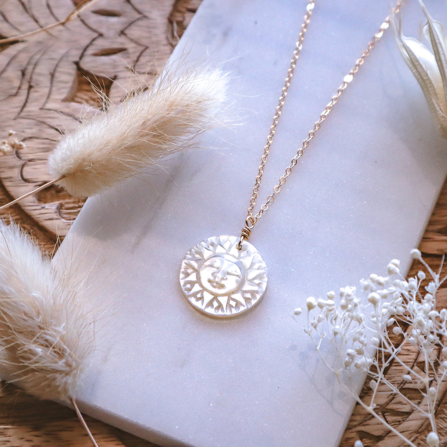Mother-of-Pearl Sun Necklace | Choose Your Chain