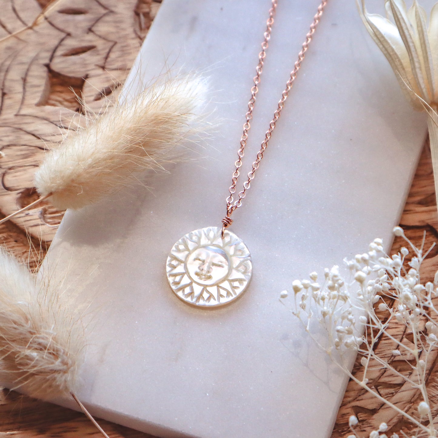 Mother-of-Pearl Sun Necklace | Choose Your Chain