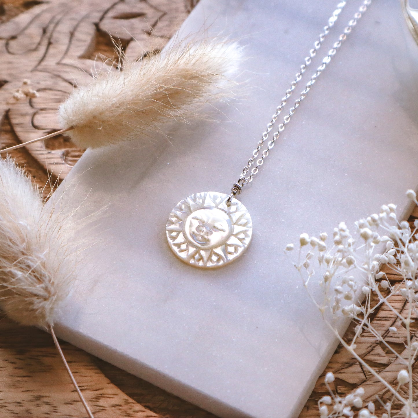 Mother-of-Pearl Sun Necklace | Choose Your Chain