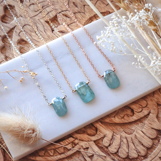 Aqua Kyanite Necklace, Medium | Choose Your Chain