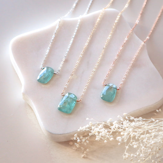 Aqua Kyanite Necklace, Medium | Choose Your Chain