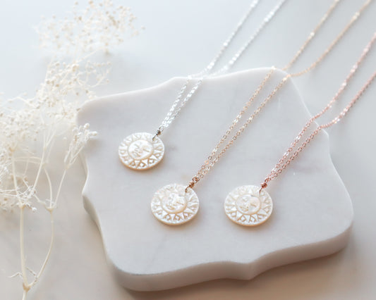 Mother-of-Pearl Sun Necklace | Choose Your Chain