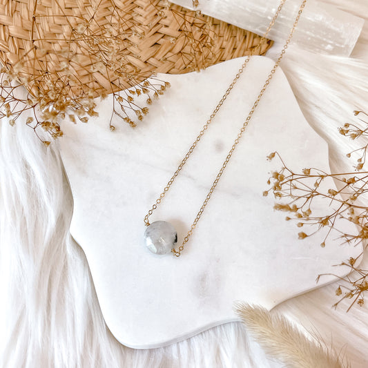 Rainbow Moonstone | Full Moon Necklace | Choose your length and metal