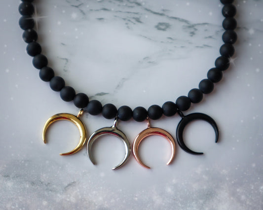 Onyx Moon Goddess Choker ~ YOU CHOOSE moon color