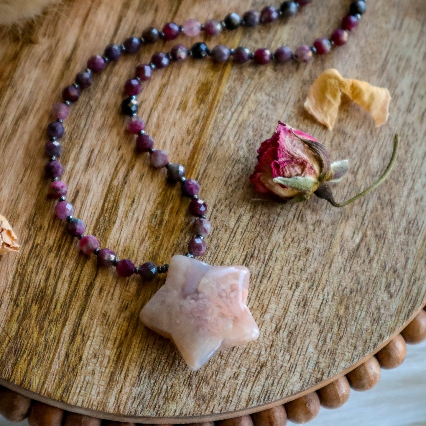Blossom and Shine Necklace 3 | Flower Agate and Tourmaline