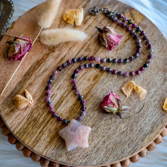 Blossom and Shine Necklace 3 | Flower Agate and Tourmaline