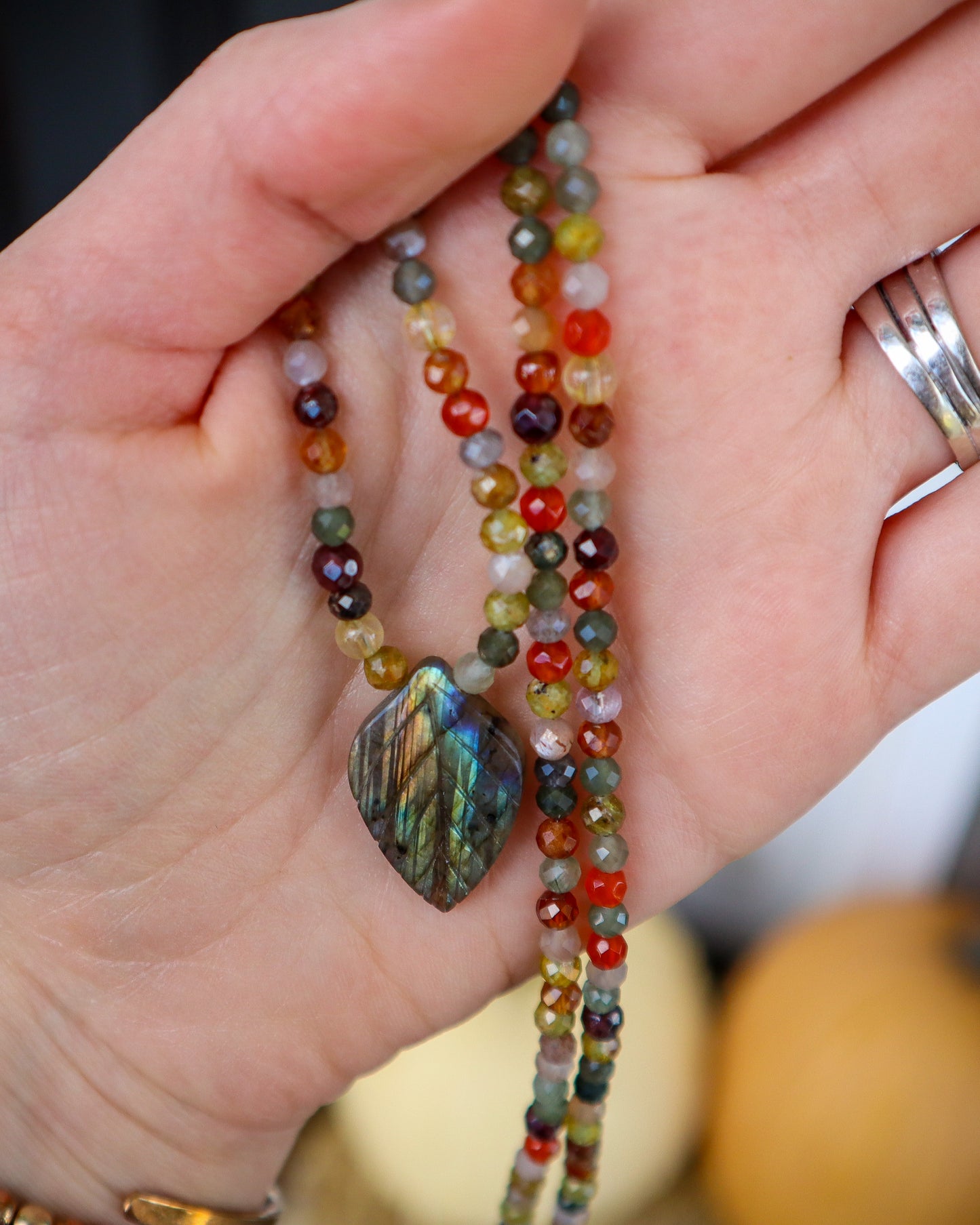 Autumn Leaves Necklace III | Mixed Gemstones | 19"