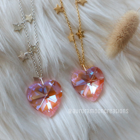 Pink Swarovski Heart Necklaces | RARE | VINTAGE