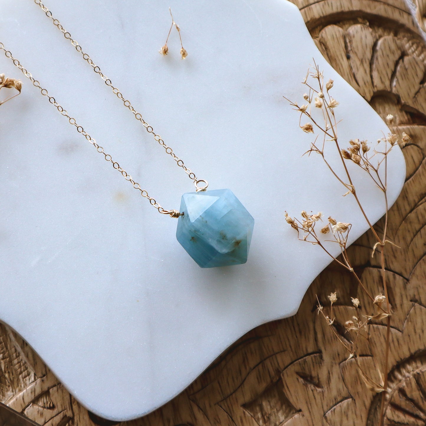 Aquamarine Prism Necklace | Choose your length and metal