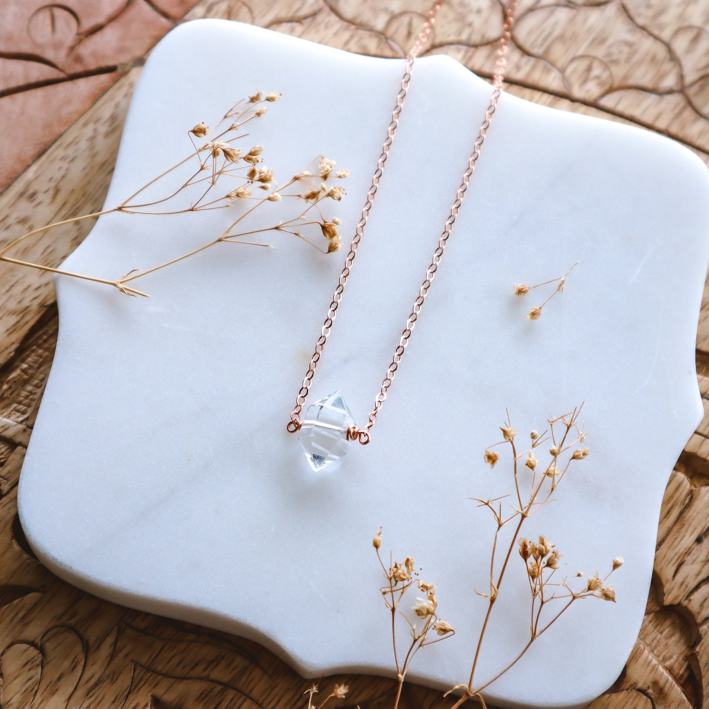 Clarity Necklace | Dainty quartz | Choose your length and metal