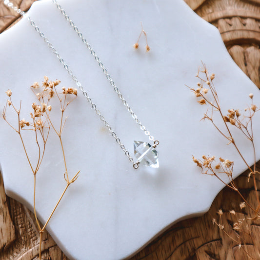 Clarity Necklace | Dainty quartz | Choose your length and metal