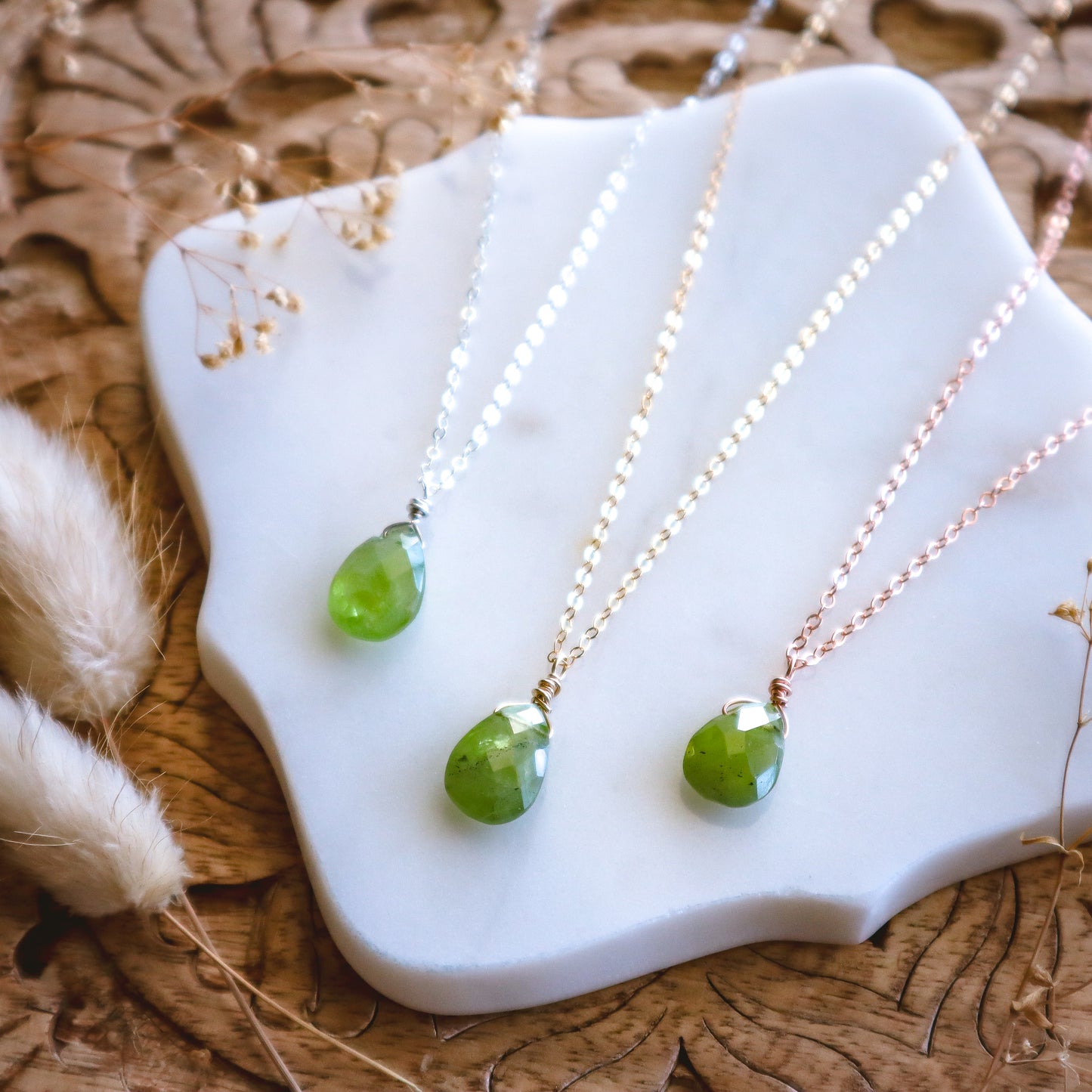 Peridot Drop Necklace | Choose your length and metal