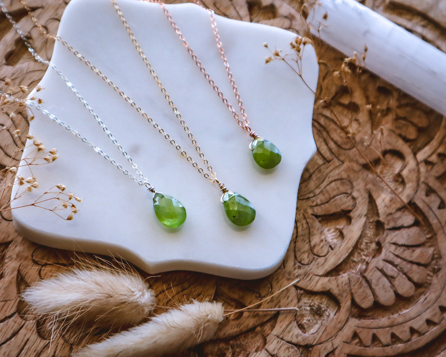Peridot Drop Necklace | Choose your length and metal