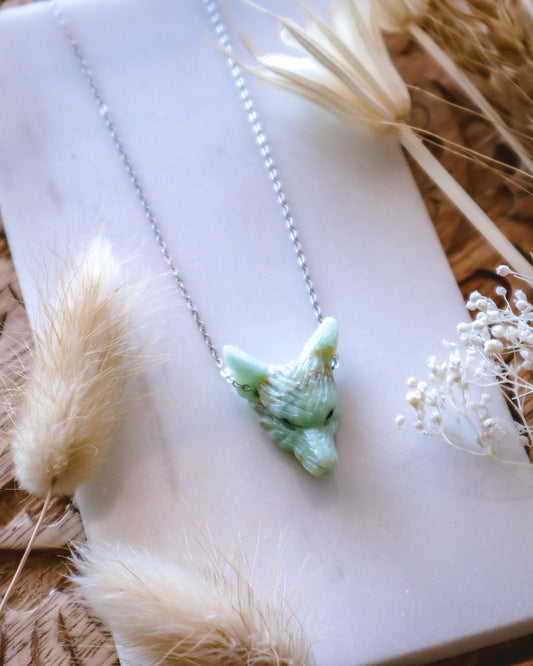Dainty Chrysoprase Wolf Necklace II