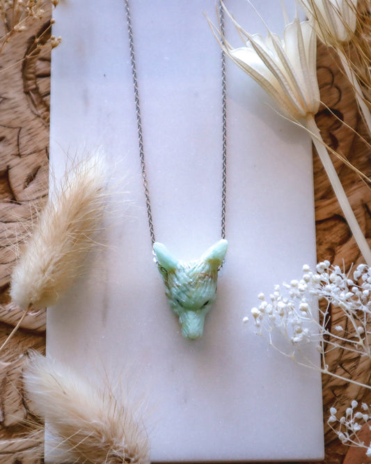Dainty Chrysoprase Wolf Necklace II