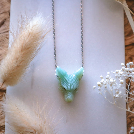 Dainty Amazonite Wolf Necklace