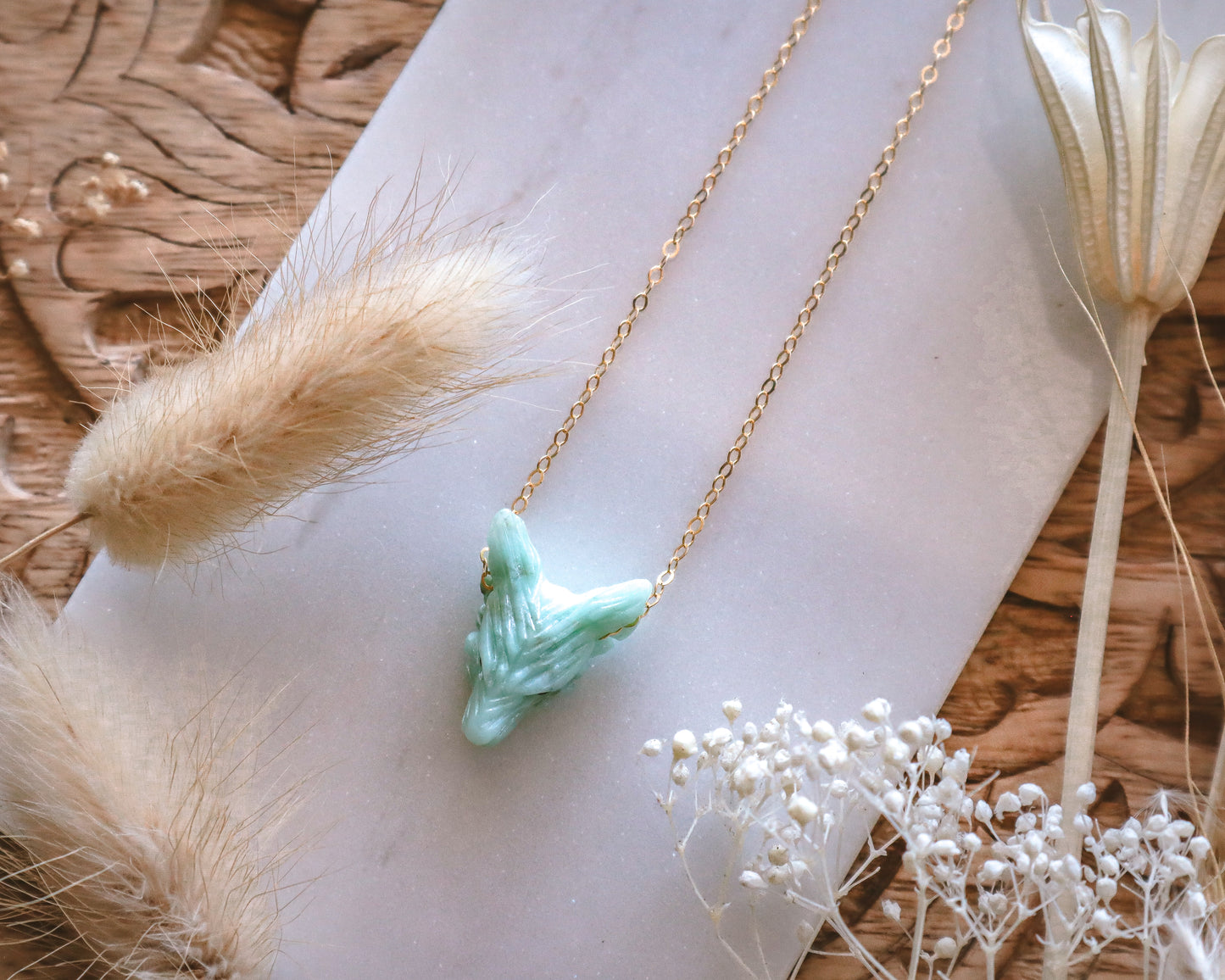 Dainty chrysocolla wolf | 14k gold filled | 15"