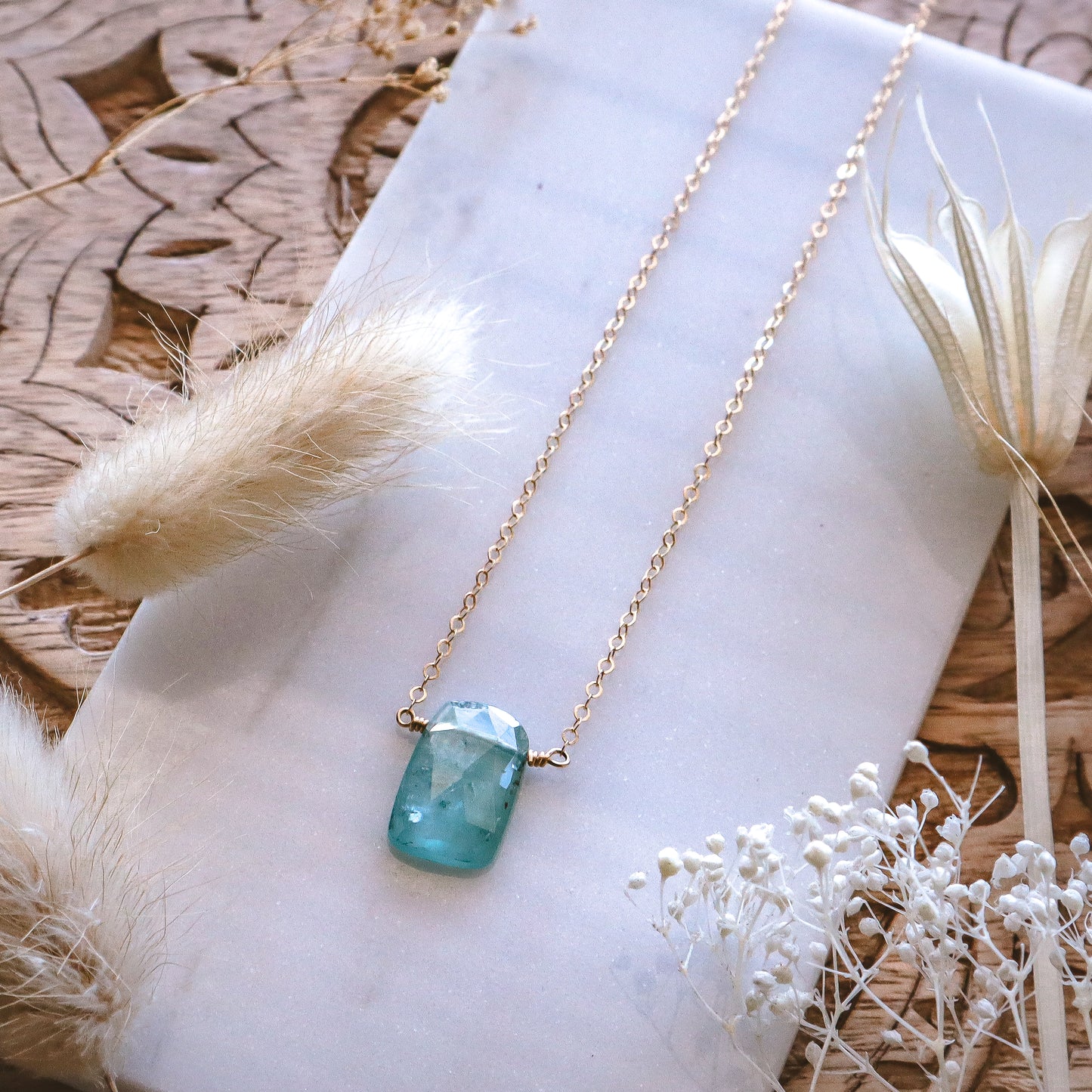 Aqua Kyanite Necklace, Medium | Choose Your Chain