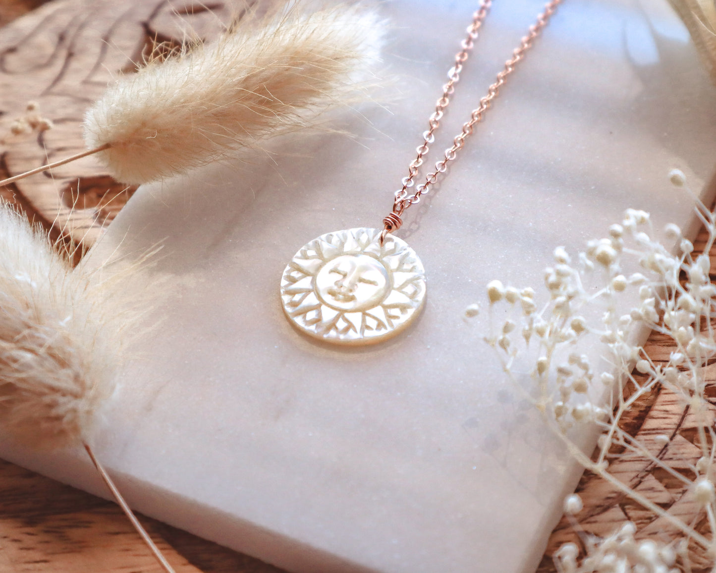 Mother-of-Pearl Sun Necklace | Choose Your Chain