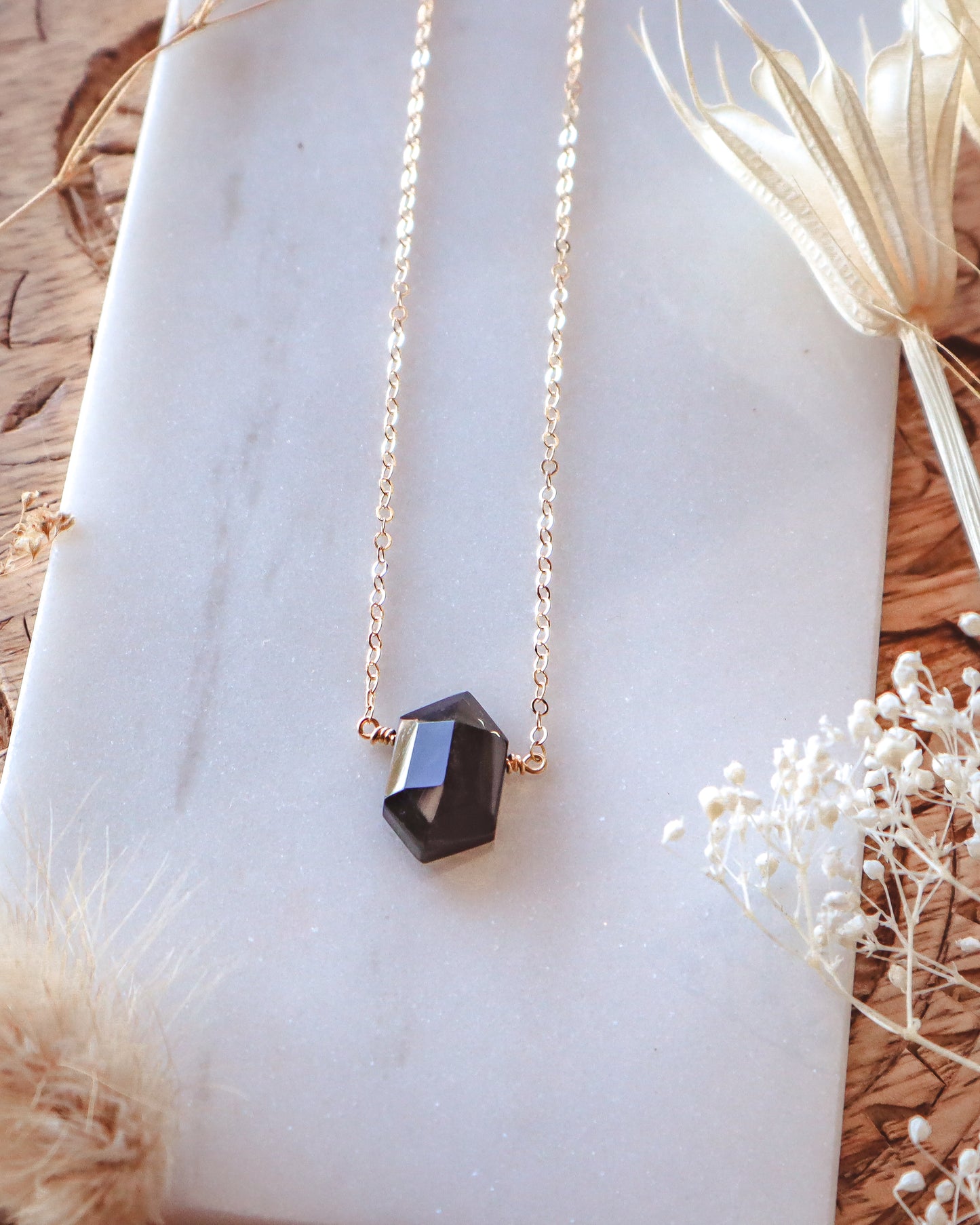 Silver Sheen Obsidian Necklace | Choose Your Chain