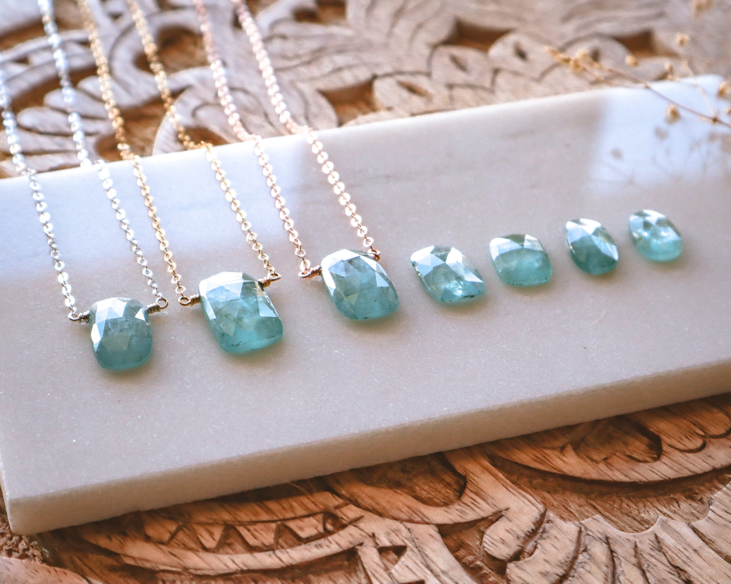 Aqua Kyanite Necklace, Small | Choose Your Chain