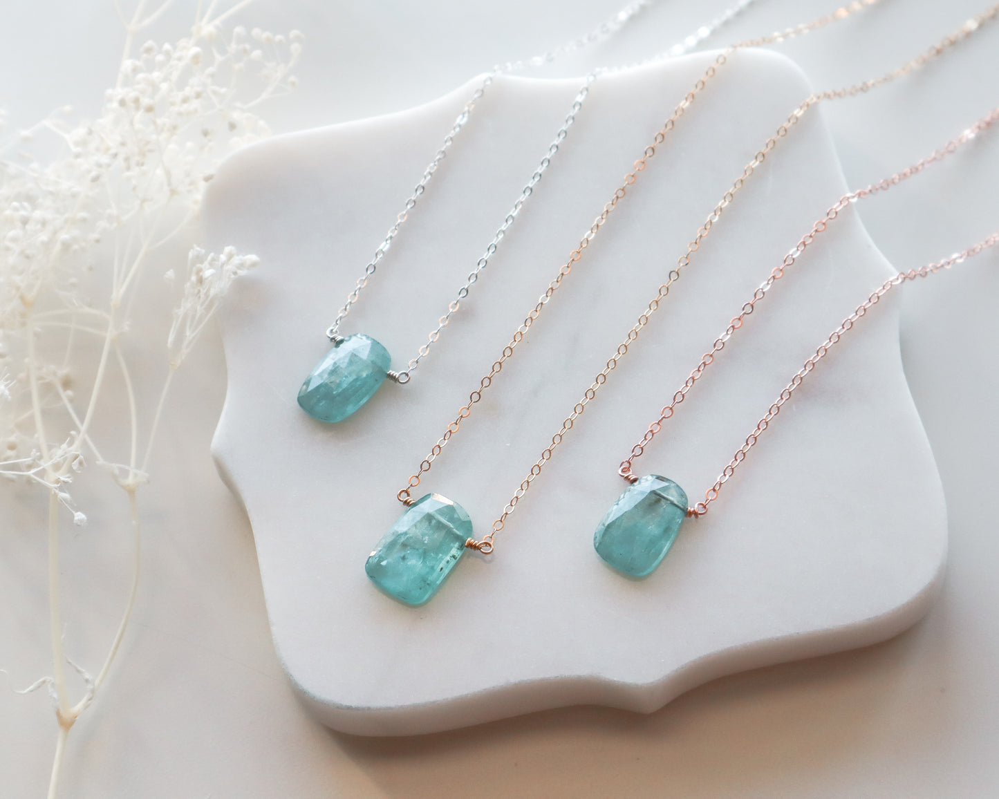 Aqua Kyanite Necklace, Medium | Choose Your Chain