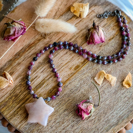 Blossom and Shine Necklace 3 | Flower Agate and Tourmaline