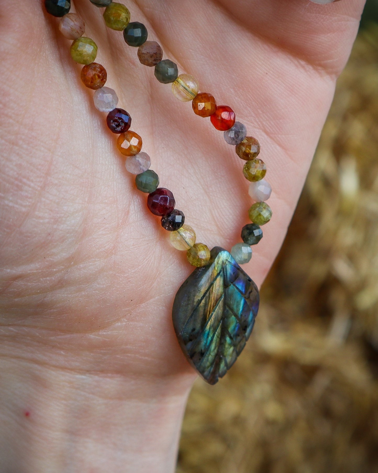 Autumn Leaves Necklace III | Mixed Gemstones | 19"